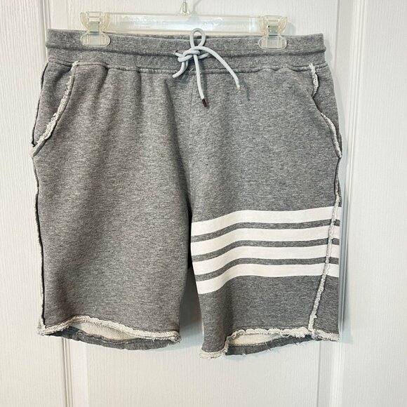 $1295 Authentic THOM BROWNE Made in JAPAN Men's Gray Drawstring Sweatshorts Sz.2 - Picture 1 of 13